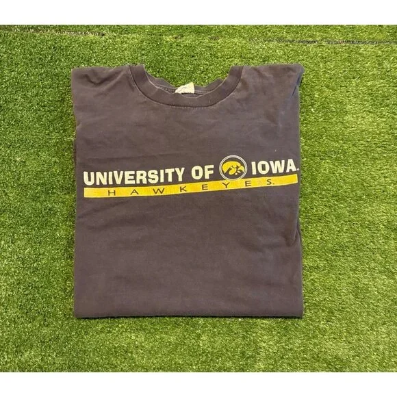 Vintage Iowa Hawkeyes shirt mens XL black yellow football long sleeve Y2K 27 - Picture 1 of 12